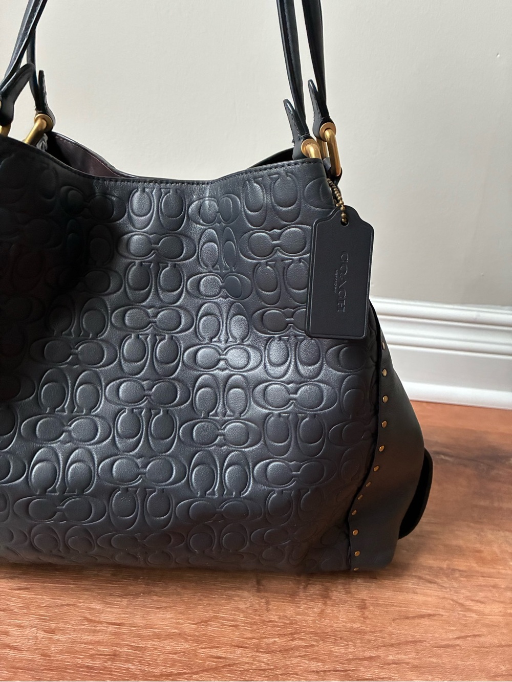 Coach Edie Shoulder Bag 31 In Signature Leather With Rivets - Picture 3 of 16